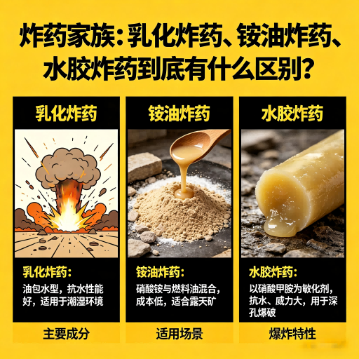 公安炸药家族：乳化炸药、铵油炸药、水胶炸药到底有什么区别？